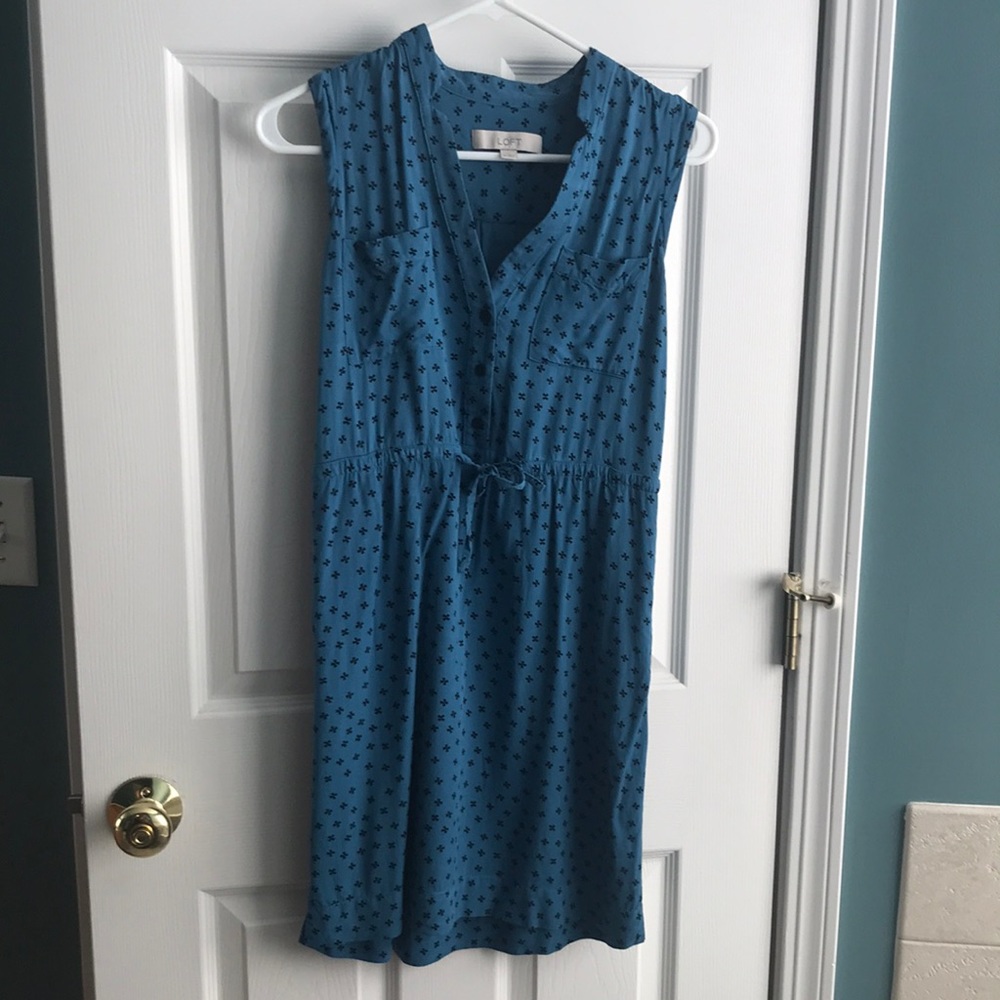 Ann Taylor LOFT blue and black patterned dress